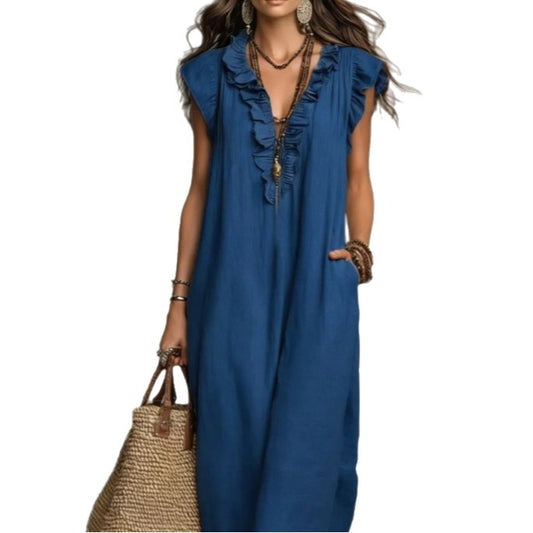 Robe élégante à volants et poches