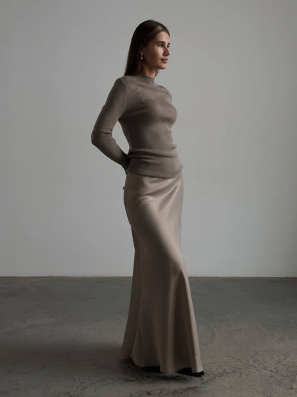 Jupe sirène en satin long