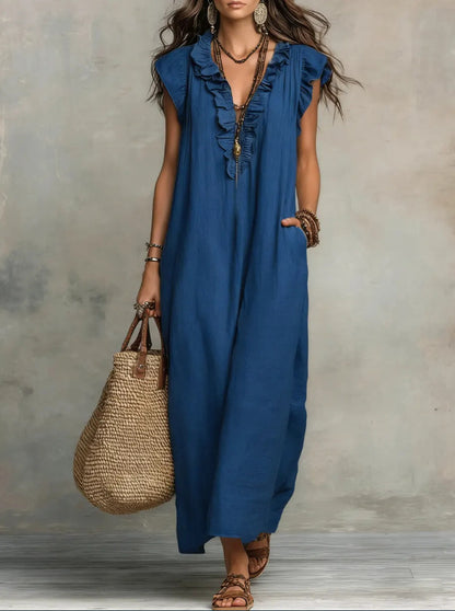 Robe élégante à volants et poches