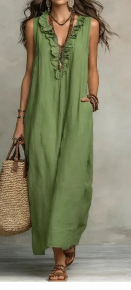 Robe élégante à volants et poches