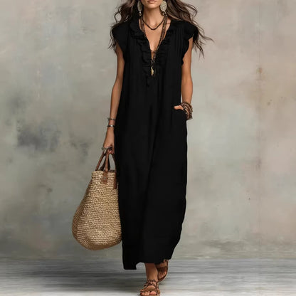 Robe élégante à volants et poches