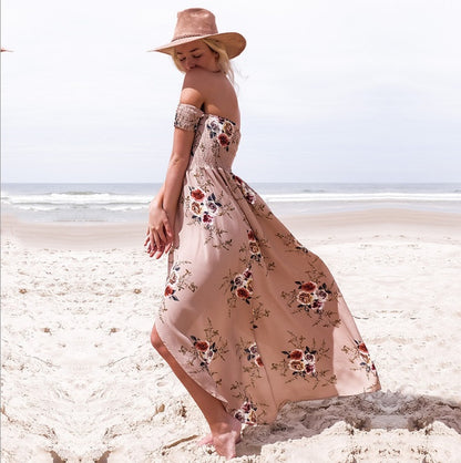 Robe longue style Boho femmes hors épaule robes d'été