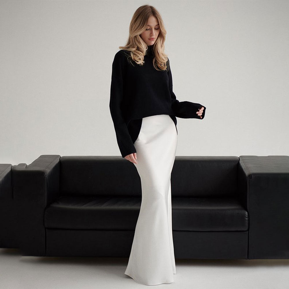 Jupe sirène en satin long