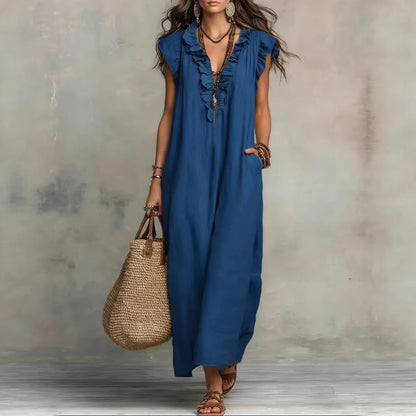 Robe élégante à volants et poches