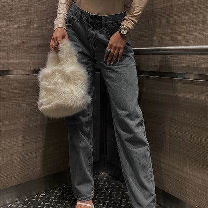 Jean slim déchiré taille haute pour femme