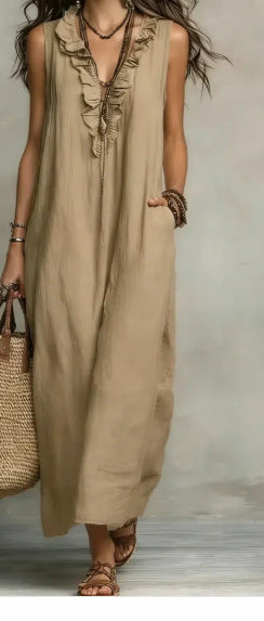 Robe élégante à volants et poches
