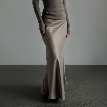 Jupe sirène en satin long