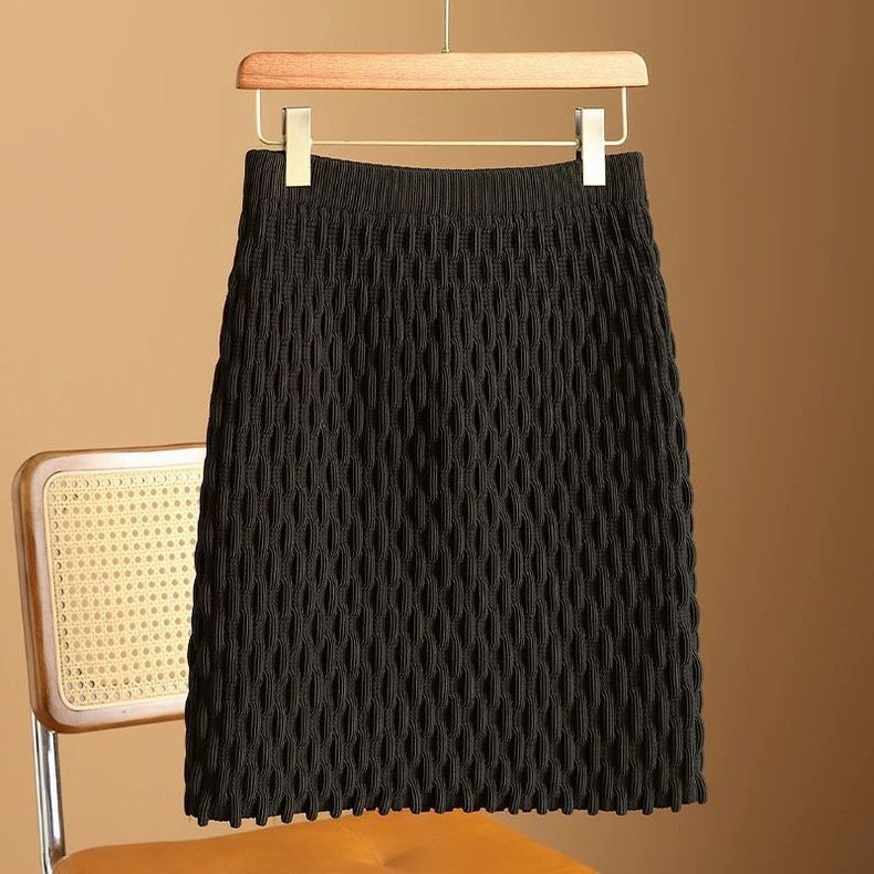Jupe plissée élégante taille haute en maille
