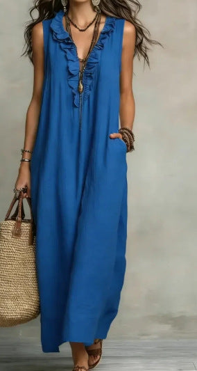 Robe élégante à volants et poches
