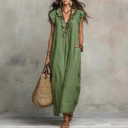 Robe élégante à volants et poches