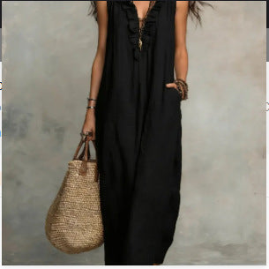 Robe élégante à volants et poches