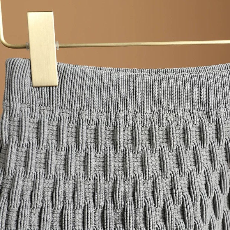Jupe plissée élégante taille haute en maille
