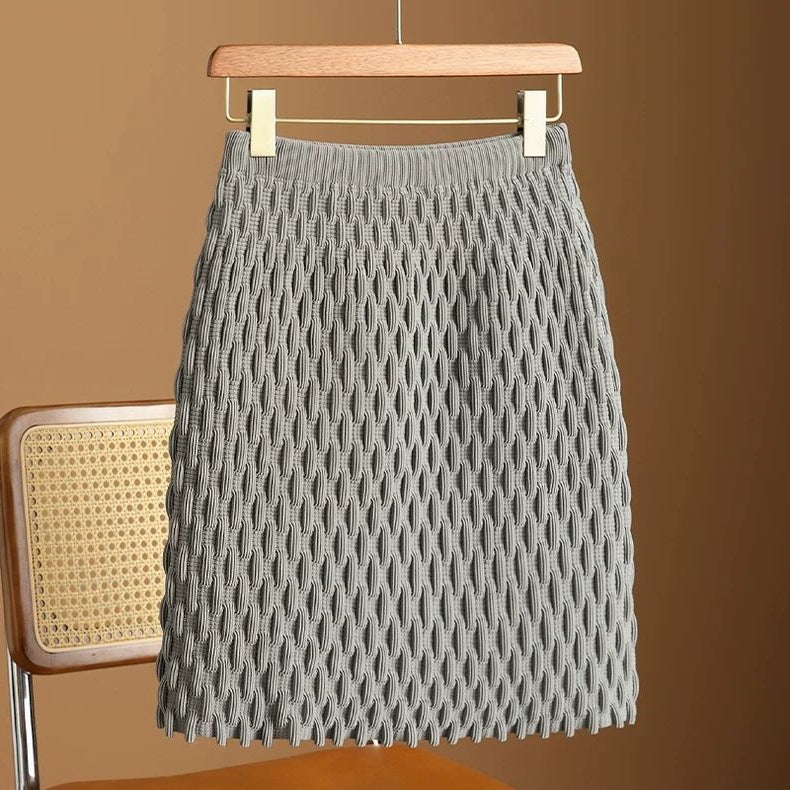 Jupe plissée élégante taille haute en maille